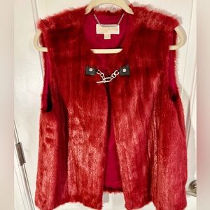 Michael Kors XL Faux-fur Vest Embellished Gold Toggle.